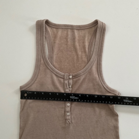 Aerie Women’s Ribbed Henley Tank Top Sz L Brown Real & Soft Leisure Y2K Lounge - Picture 5 of 9